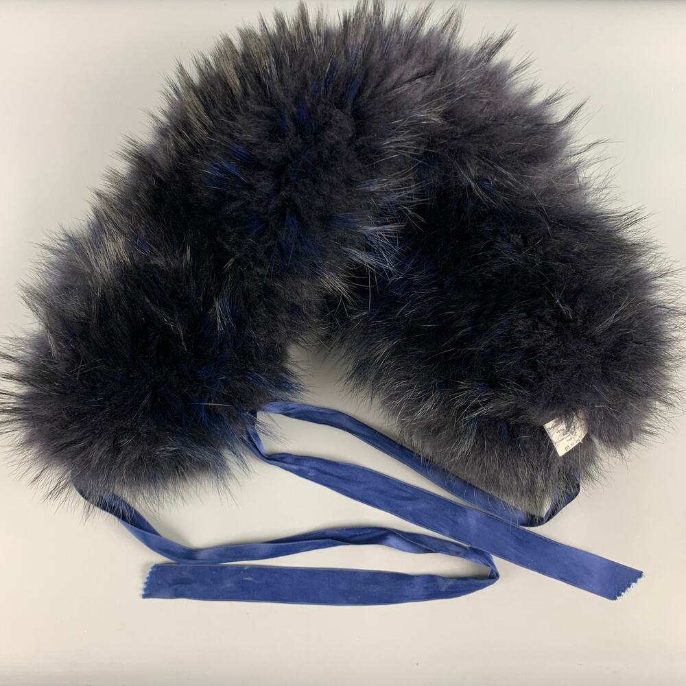 MAURIZIO PECORARO Black Blue Raccoon Fur Scarf